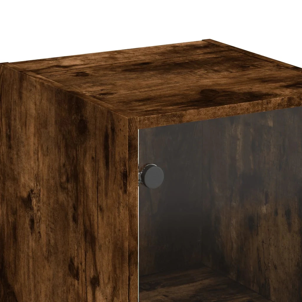 Credenza cassettiera armadio mobile contenitore organizer per cucina soggiorno salotto con ante in vetro 35 x 37 x 142 cm marrone 02_0030112