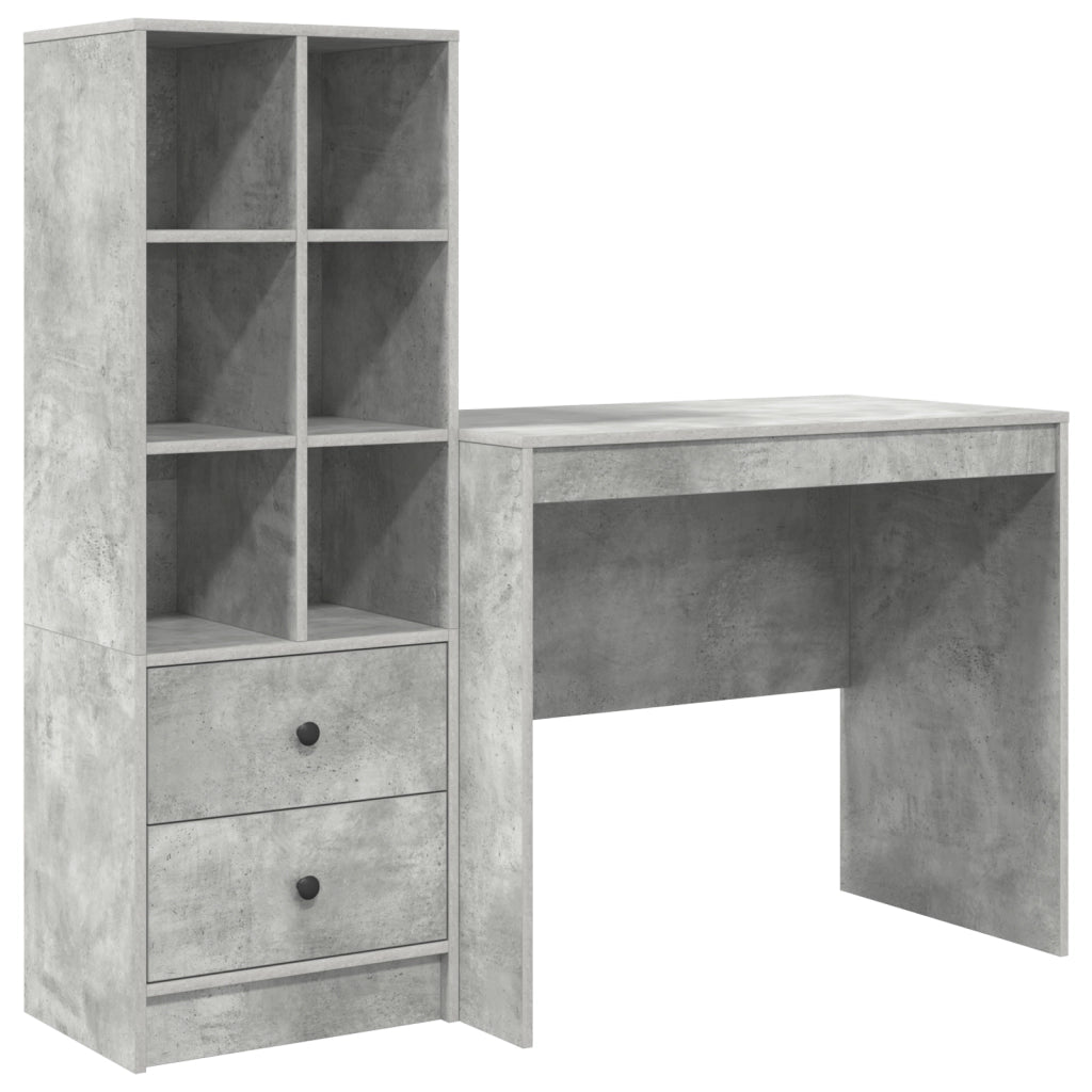 Scrivania con Storage Grigio Cemento Legno Ingegnerizzato