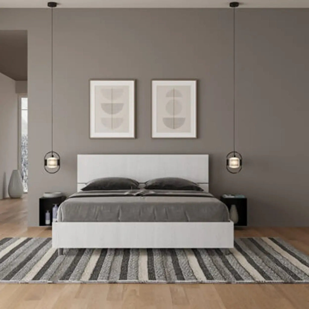 Letto matrimoniale con rete 160x200 testata inclinata bianco frassino Demas