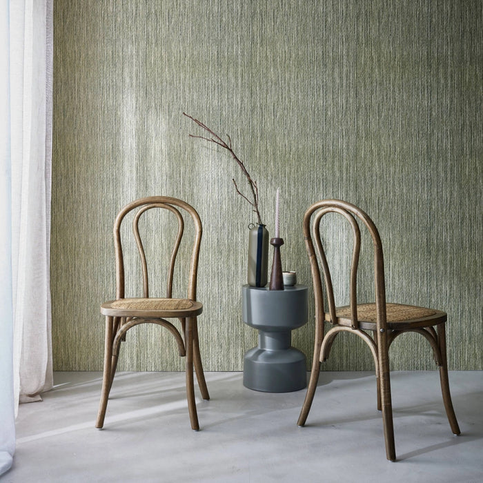 Set 2 sedie vintage in legno e rattan, marrone