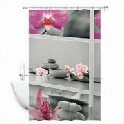 Trade Shop - Tenda Doccia Antimuffa Impermeabile 180x180cm Con Anelli Bagno Fiori Sassi 59532 -