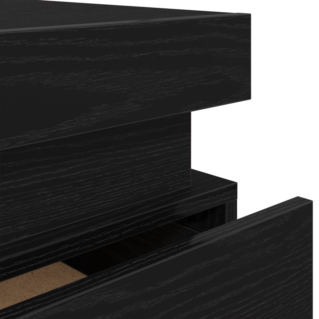 Comodino  con luci LED 2 pezzi Rovere nero 35x39x55 cm