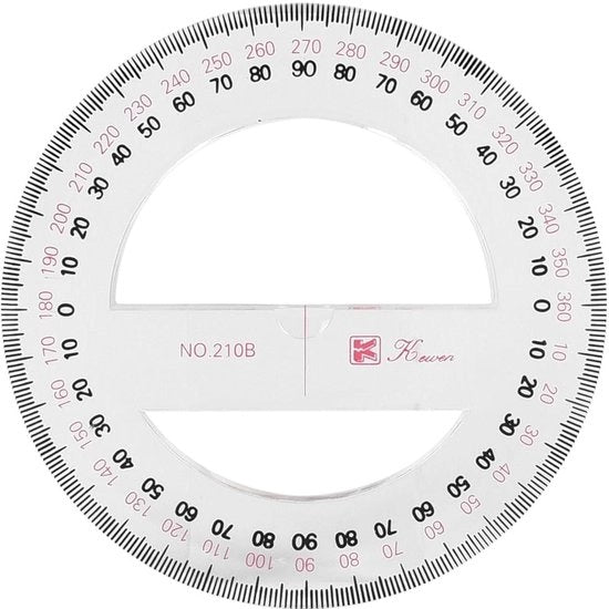 Protractor a 360 gradi - Materiale trasparente in plastica - 10 cm - Strumenti per misurazione - Adatto per scuola e ufficio - Attrezzature per disegno