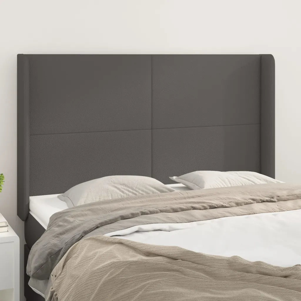 Testiera | Testata ad Orecchio Grigio 147x16x118/128cm in Similpelle