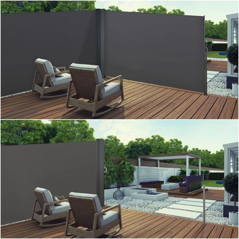 Doppio Schermo Pieghevole a Scomparsa 160 x 800 CM Tenda Laterale Grigio Antracite