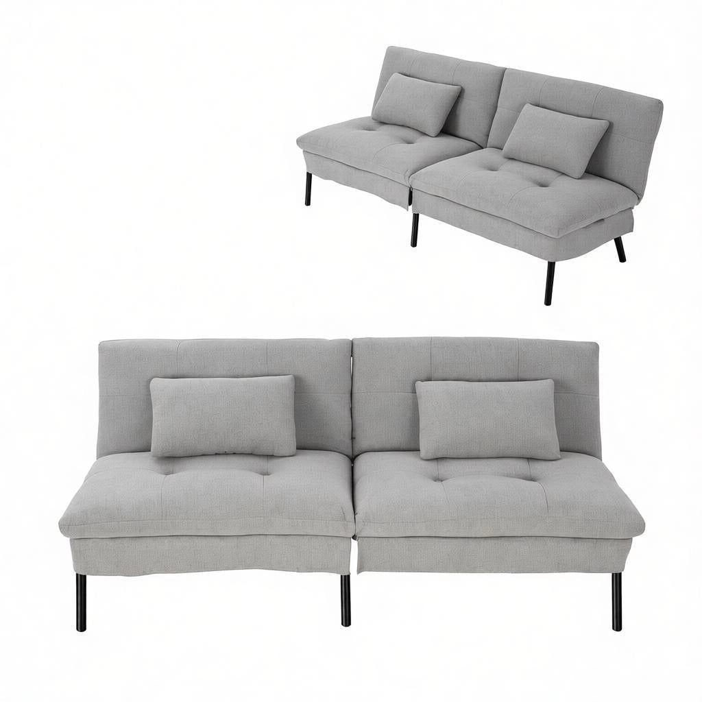 DIVANO LETTO 2 POSTI Schienale regolabile 176x64x84 cm Grigio Chiaro