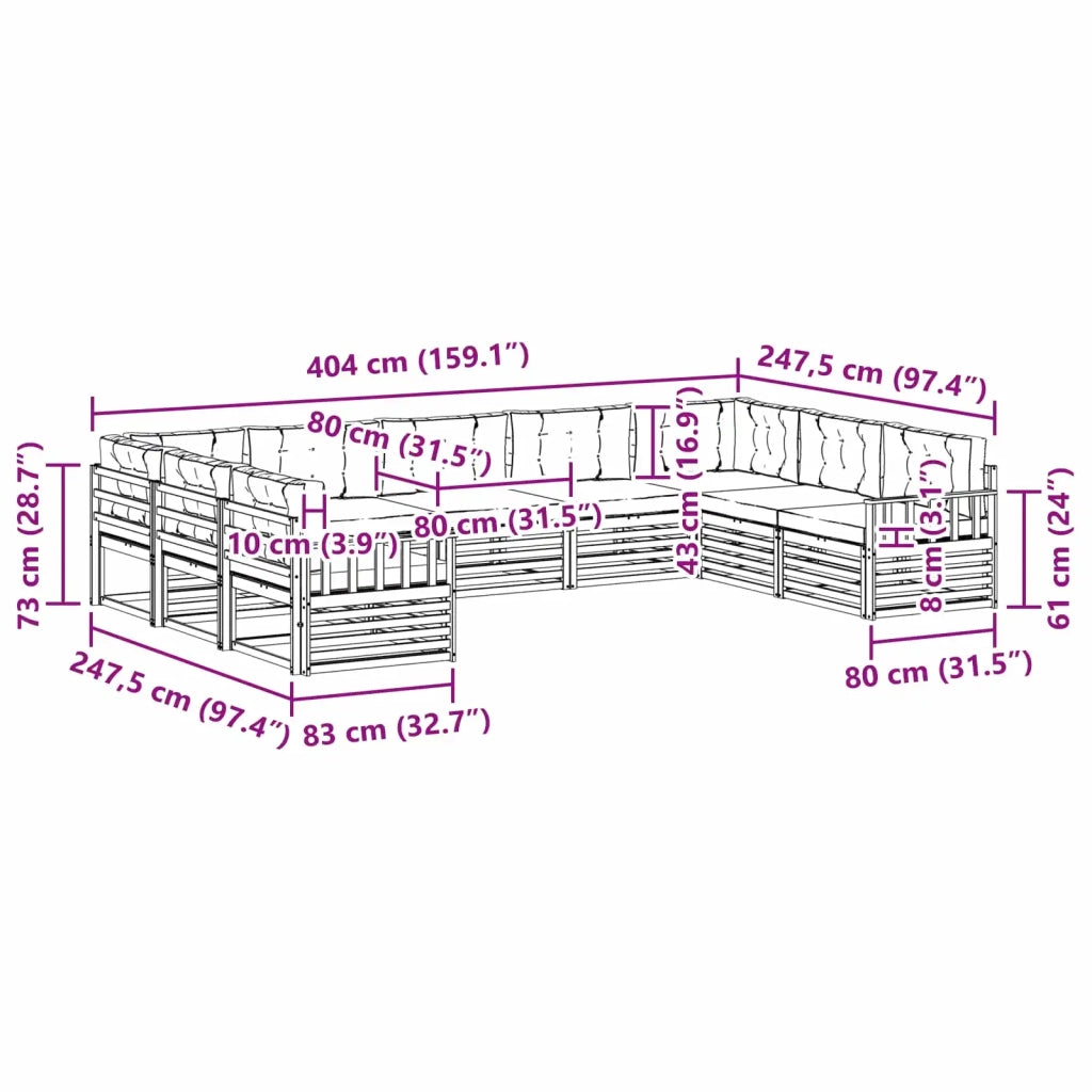 Set di divani da esterno 9 pz Bianco e Beige 3391148
