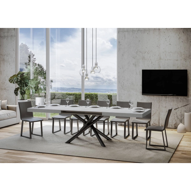 Tavolo allungabile 90x160/264 cm Famas telaio Antracite - Bianco Frassino