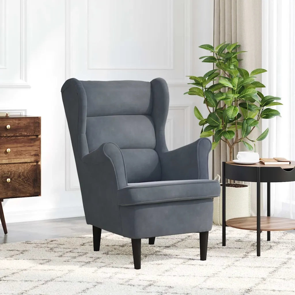 Poltrona-Divano Sedia-Poltroncina Grigio Scuro Velluto 418108