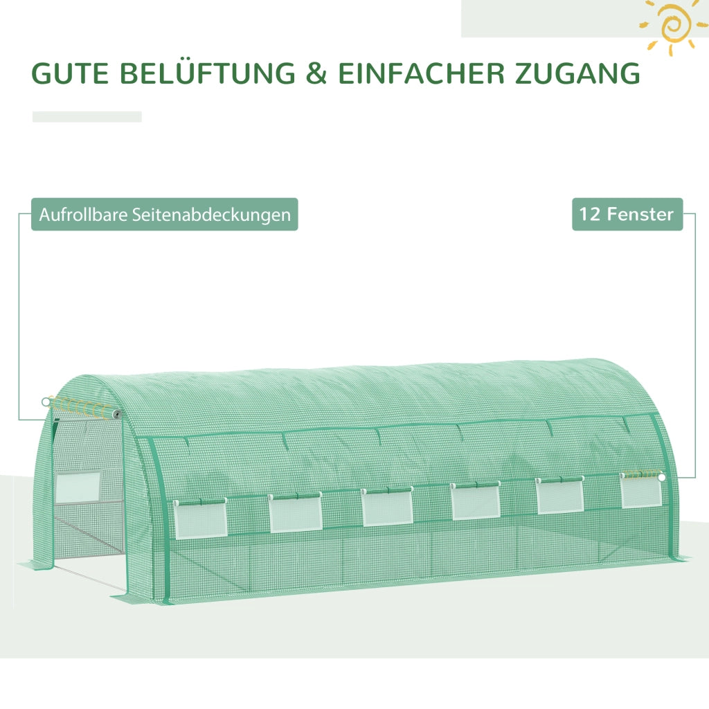 Serra a tunnel 6x3x2 m ¨C zephmum ¨C verde con copertura arrotolabile e struttura in acciaio