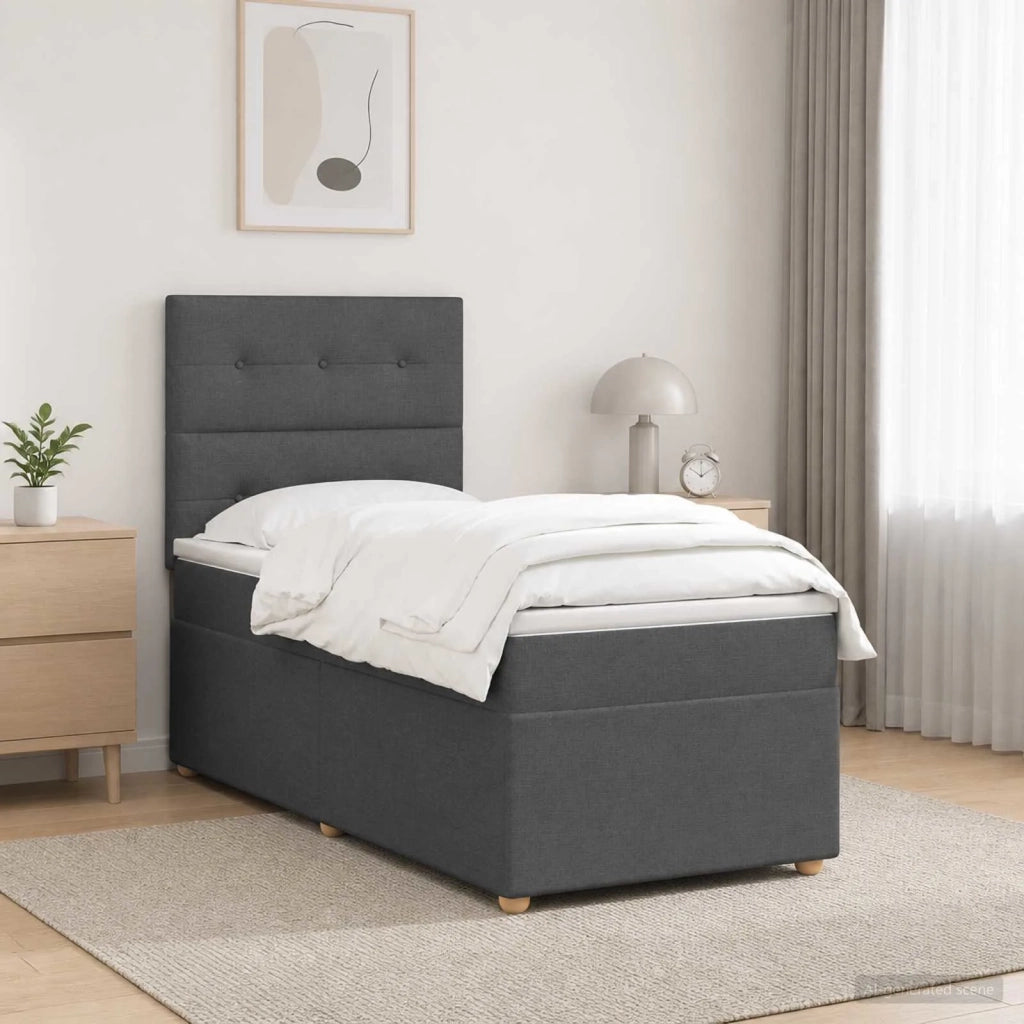 Letto box spring con materasso Grigio Scuro 100 x 200 cm 3455281