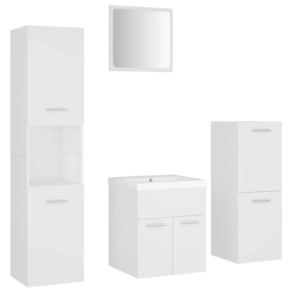 Set Mobili da Bagno | Armadio da bagno Bianco in Legno Multistrato