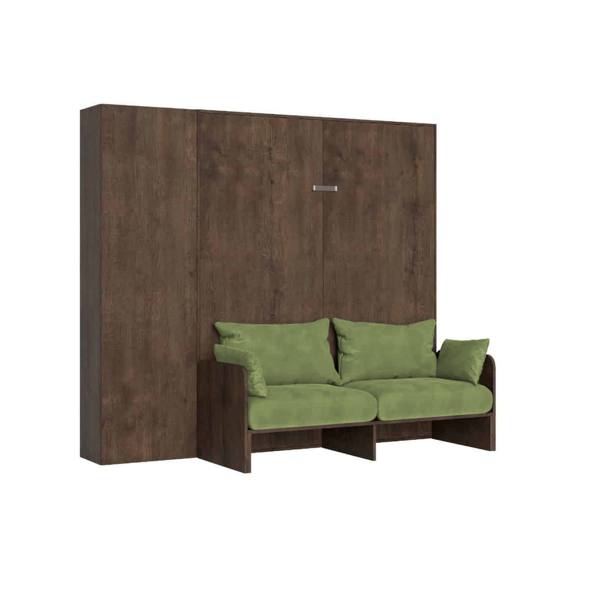 Letto Matrimoniale A Scomparsa 160 Kentaro Con Divano E Colonna Noce e Verde