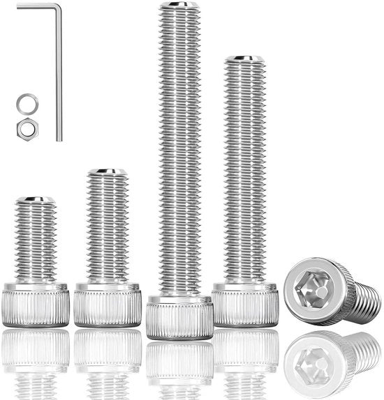 Set di Viti Premium 180 pezzi in Acciaio Inox A2 V2A M3 x 30 con Viti Inbus e Gomme Aromi