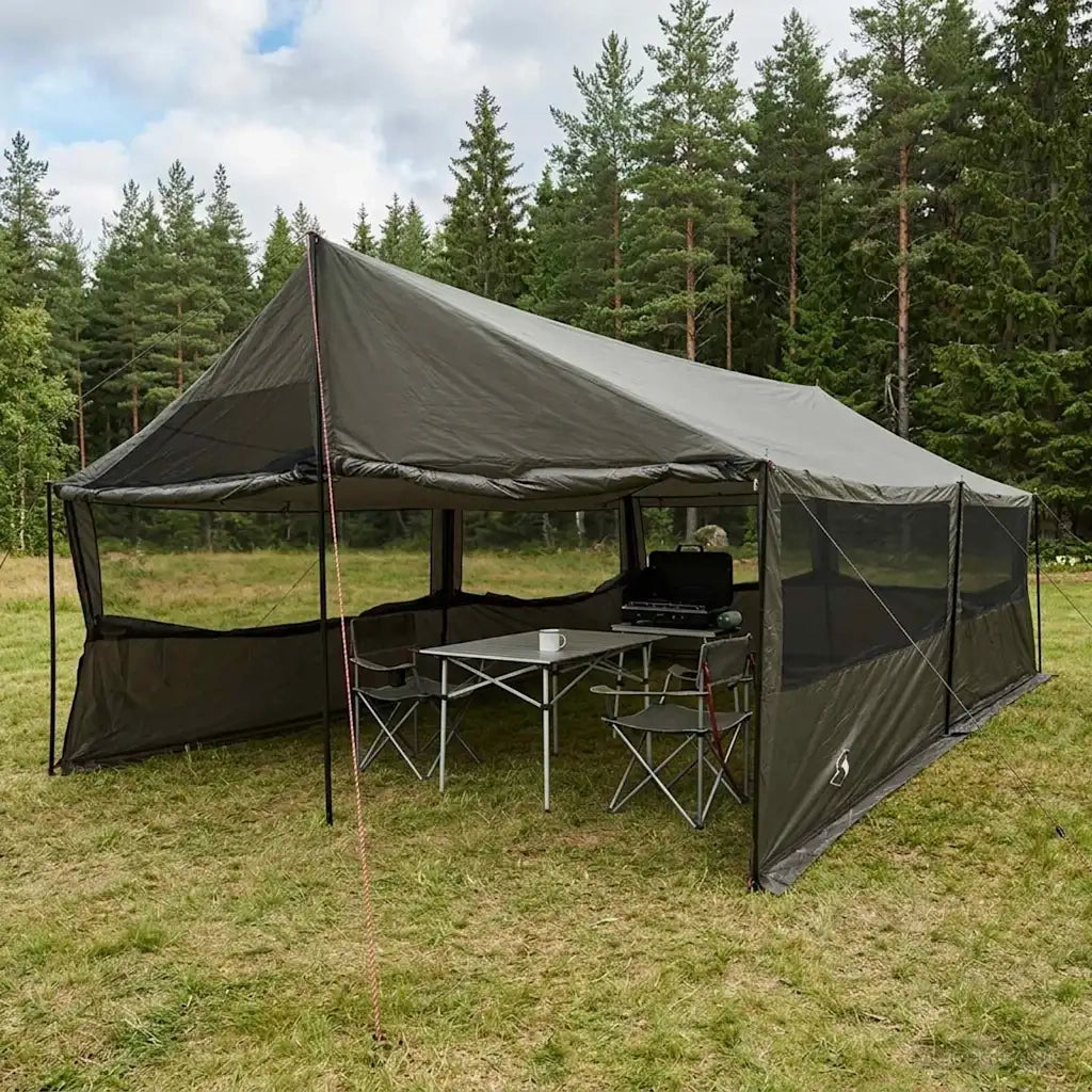 Tenda Familiare con tetto Marrone grigio 600 x 400 x 268 cm 42029015
