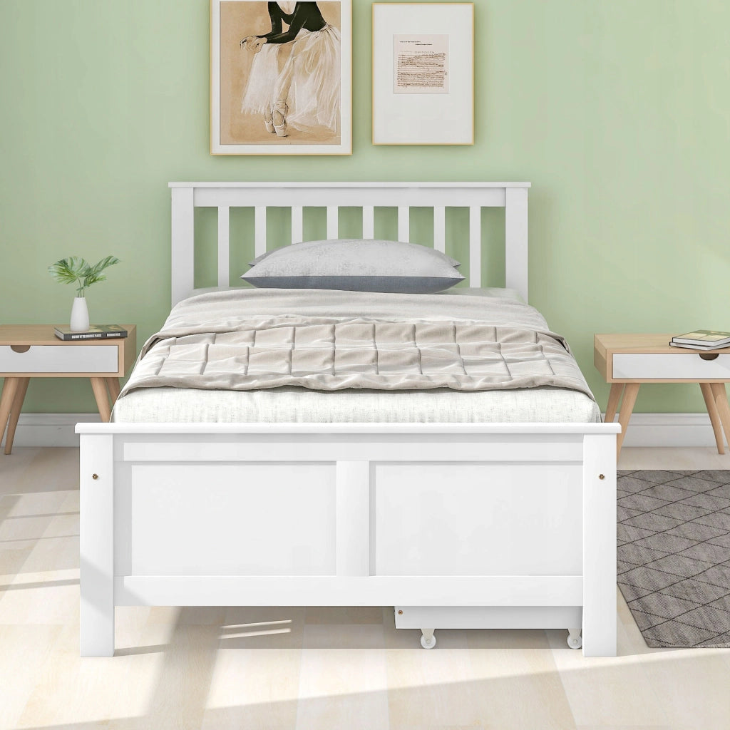 Letto singolo in legno con cassetti - Xylo - 90x200 - Bianco