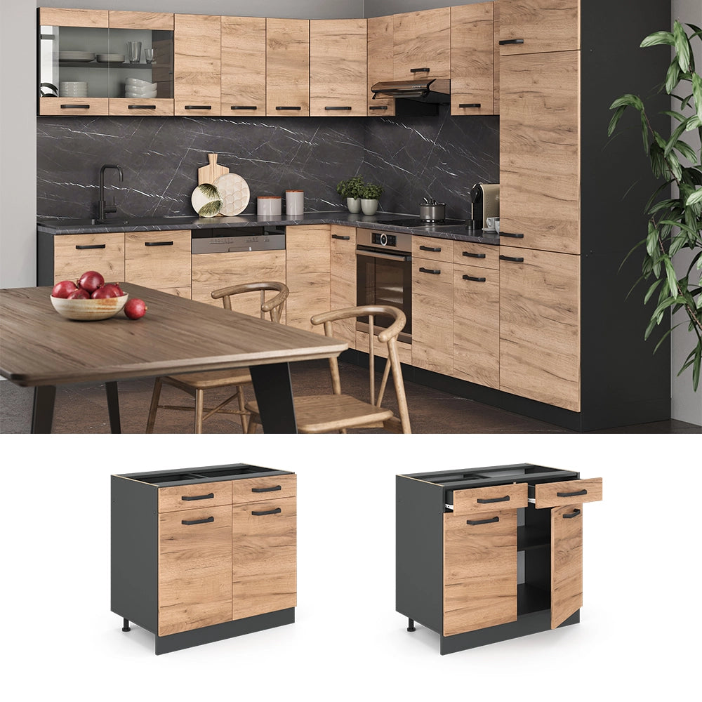 Vicco Mobiletto base per cucina Quercia dorata 80 cm PL Marmo