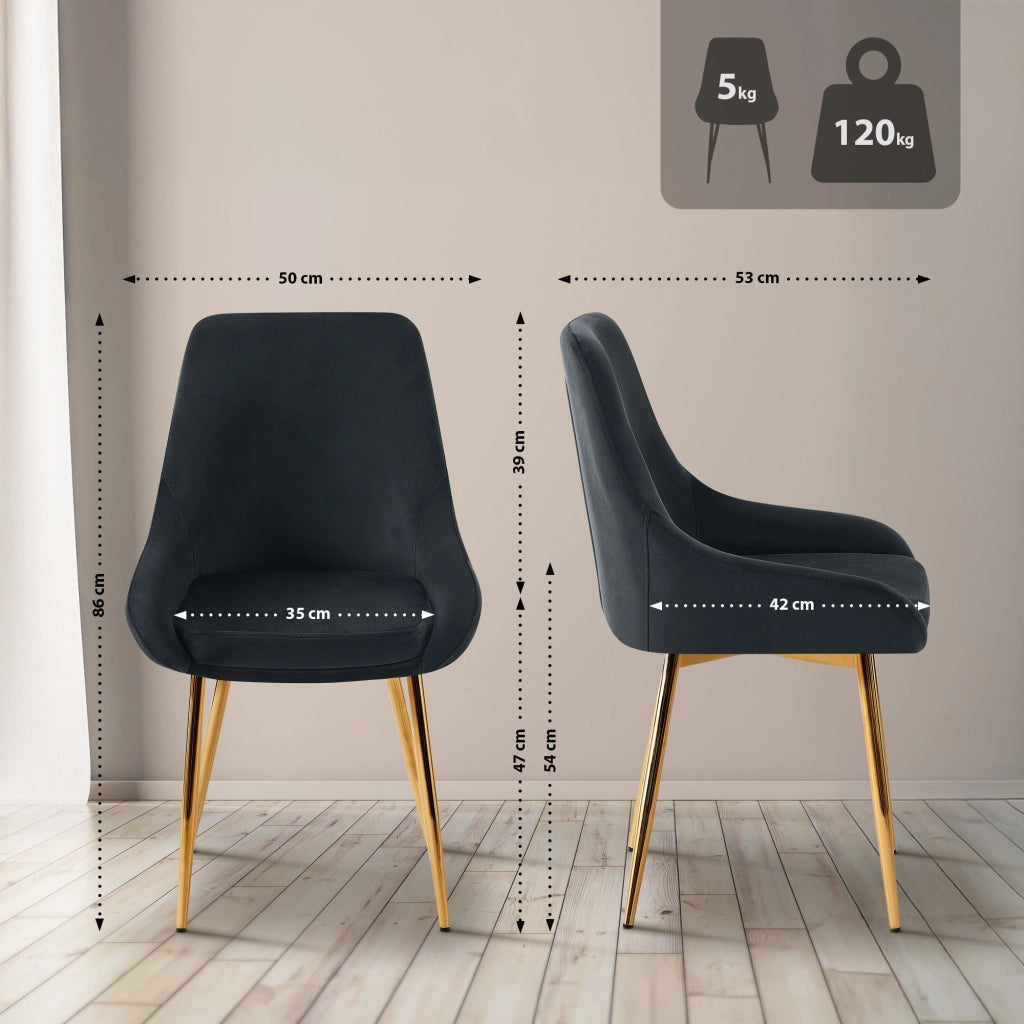 Set di 2 sedie da pranzo Elmira velluto oro 9
