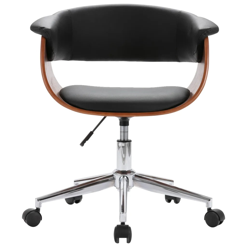 Sedia da Ufficio Girevole Nera in Legno Piegato e Similpellecod mxl 72386