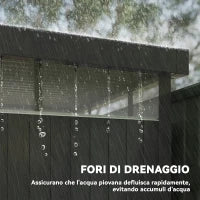 Capanno da Giardino con Lucernario in Acrilico e Fori di Drenaggio, in Acciaio, 162x259x201 cm, Grigio Scuro