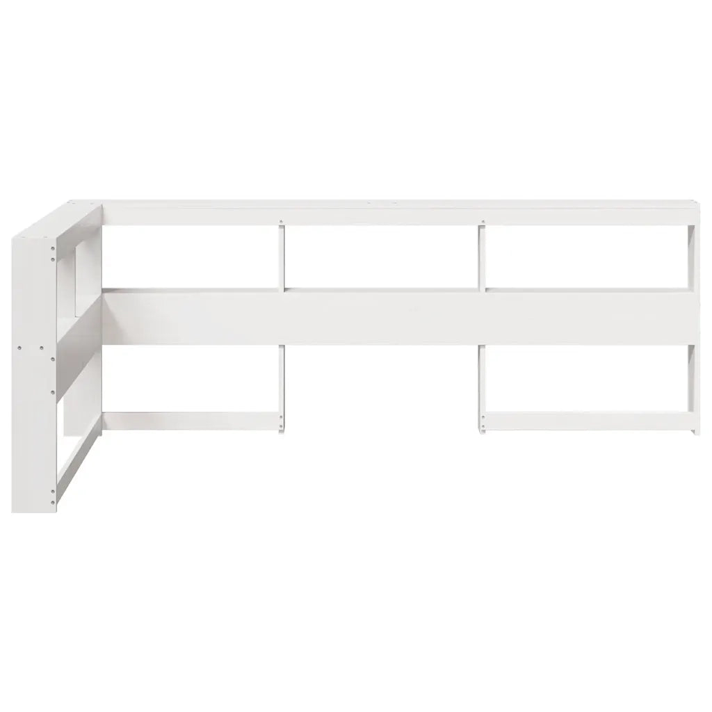 Testiera libreria a L-Testata contenitore Bianca 90 cm in Legno Massello di Pino 410796