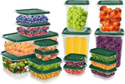 Set di 17 contenitori di conservazione alimentare con coperchi, contenitori in plastica per congelazione, contenitore di conservazione alimentare, contenitori di conservazione, BPA-free, per microonde, resistente al congelamento