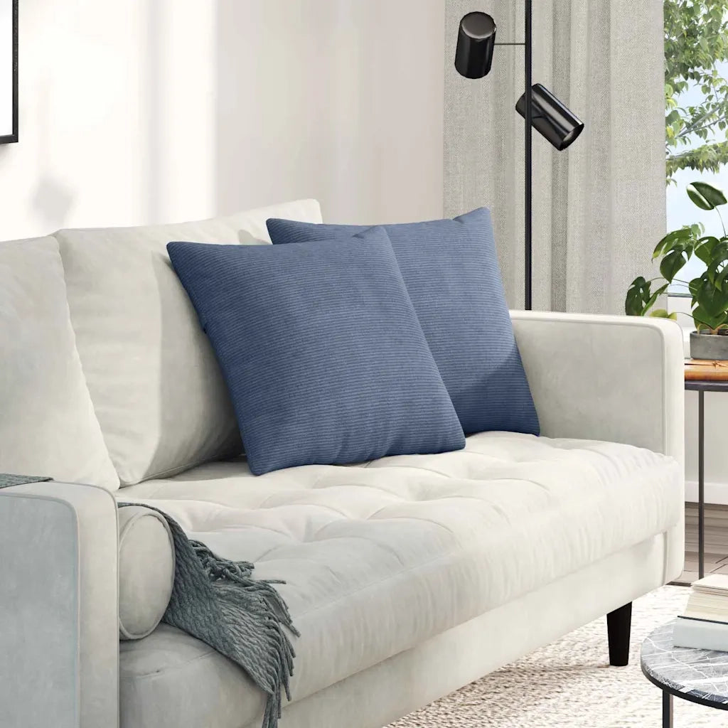 Cuscini da Divano 2 pz-Set di 2 Cuscini per Sofa Blu 45 x 45 cm Tessuto in Cords 910819