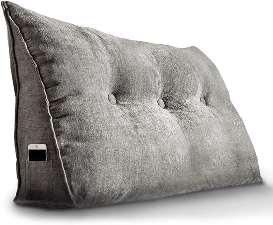Cuscino per letto e divano - Cuscino di forma a cappuccio con copertura lavabile (Grigio 100 cm)