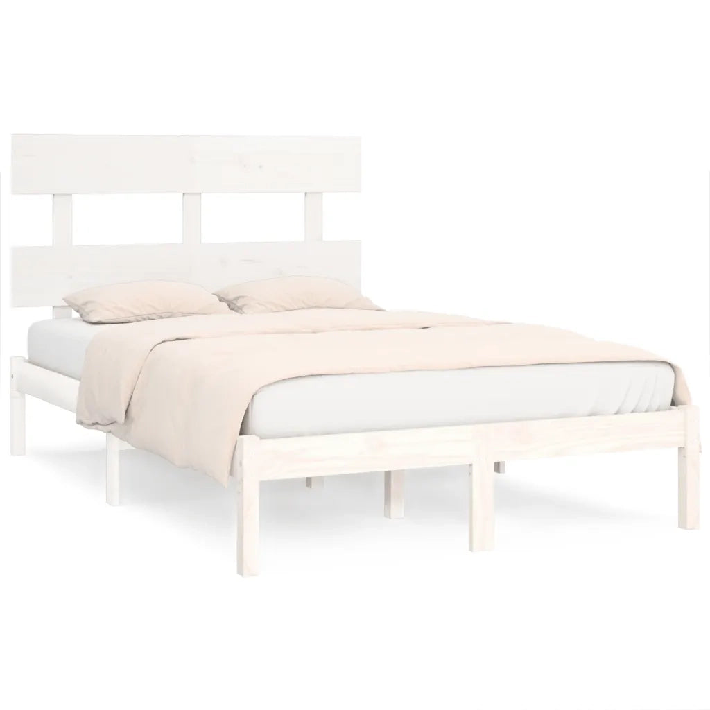 Letto matrimoniale | Letto per adulti | Giroletto Bianco in Legno Massello 160x200 cm