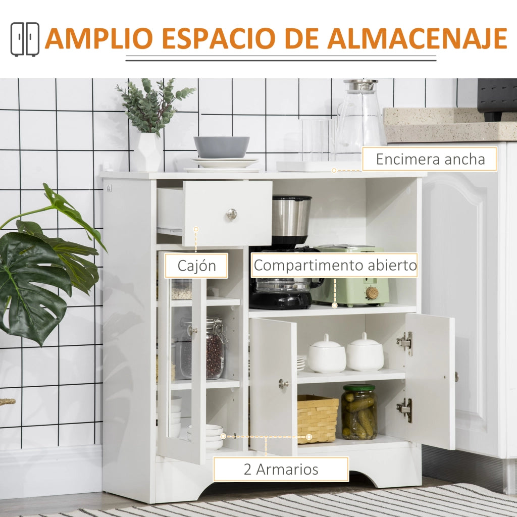 Tavolo da cucina con vetro ¨C zephmum ¨C bianco 80x30x82
