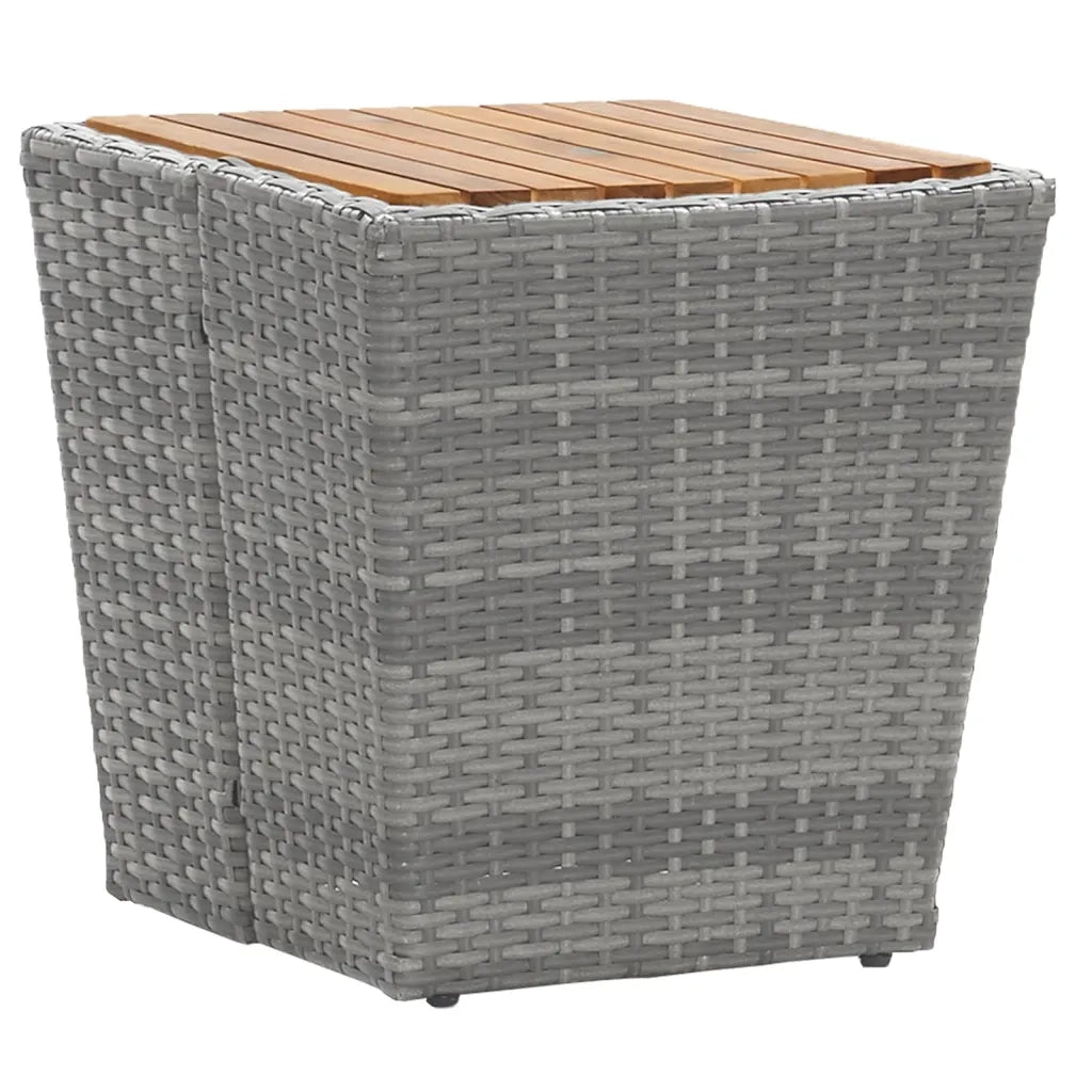 Set Bistrot Giardino 5 pz Polyrattan e Massello Acacia Grigio