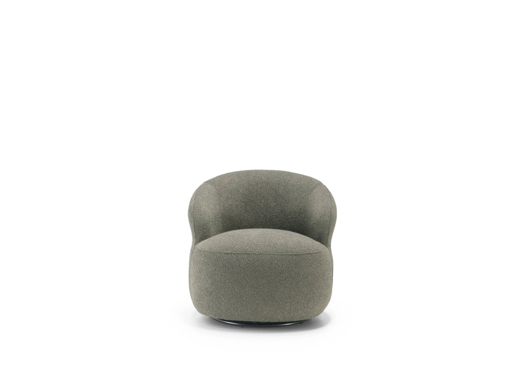 Poltrona Julep Girevole in tessuto bouclé color Verde Scuro e struttura in metallo nero - Stones