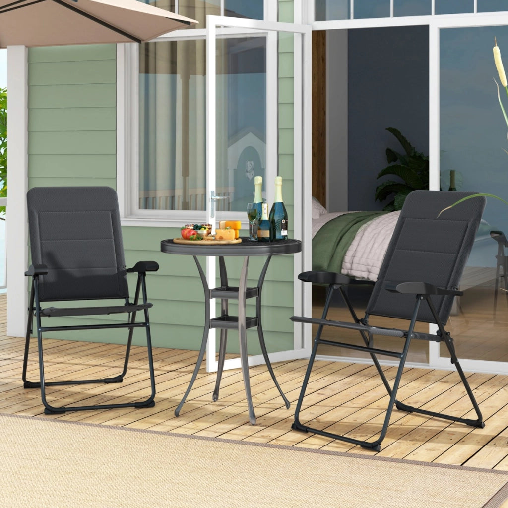Set di 2 sedie a sdraio con schienale regolabile a 7 posizioni, Poltrone reclinabili da giardino con portata 150kg Grigio-Sedie da esterno