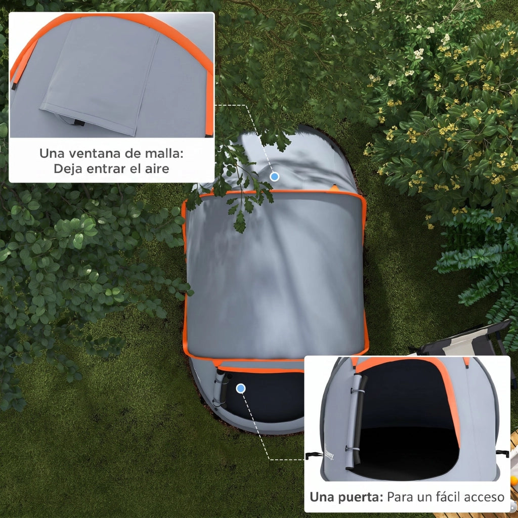 Tenda da Campeggio Pop-Up 2-3 Persone ¨C Xylo ¨C Impermeabile 2000mm Grigio 245x148x105cm
