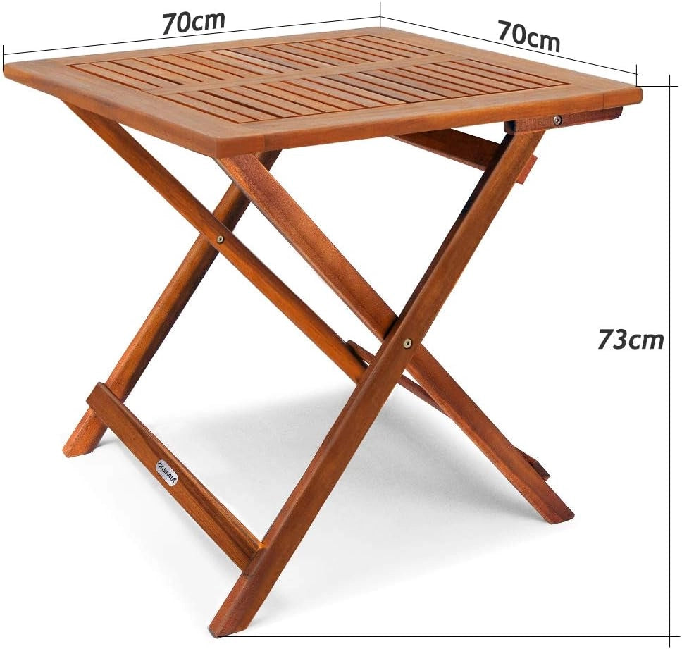® Tavolo da Giardino Pieghevole in Legno di Acacia 70x70x73 cm Quadrato Portata 80 Kg Tavolino da Balcone Terrazza Esterno