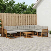 Set di divani da esterno 9 pz Naturale e Grigio Chiaro 3382163