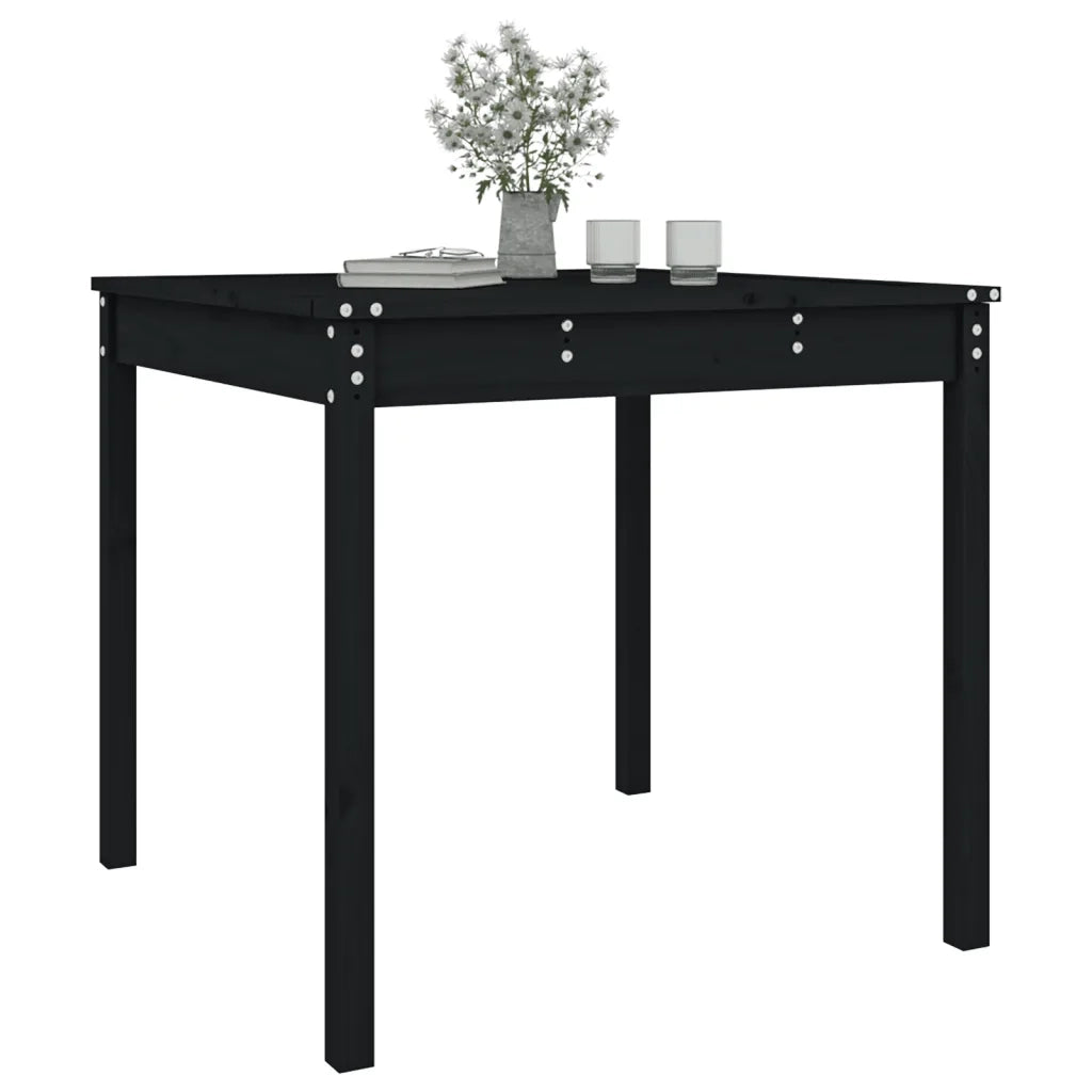 Tavolo da Giardino Nero 82,5x82,5x76 cm Legno Massello di Pino 823966