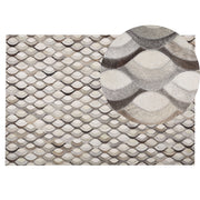 Tappeto tappetino Pelle Bovina Beige e Marrone 140 x 200 cm Motivo Patchwork Intreccio Retro