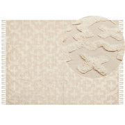 Tappeto in cotone beige 160 x 230 cm motivo geometrico trapuntato minimalista soggiorno camera da letto