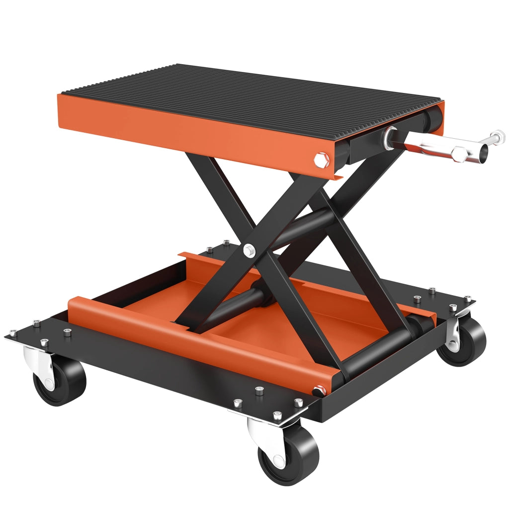 Cric per Moto ¨C Zephmum ¨C Carico 500 kg, Altezza Regolabile 135-390 mm, Arancione