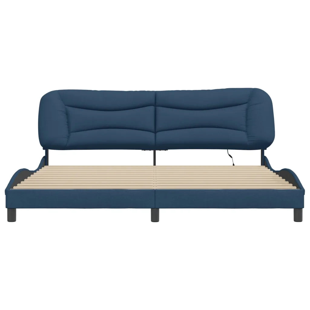 Giroletto con LED senza Materasso-Struttura Letto con LED Hvar Blu 200x200 cm in Tessuto