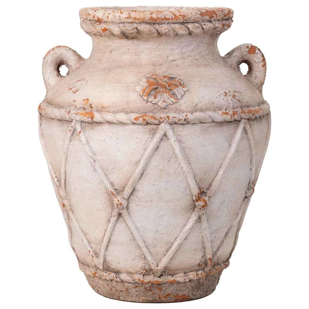 Vaso decorativo color pietra, 35x35x44h cm