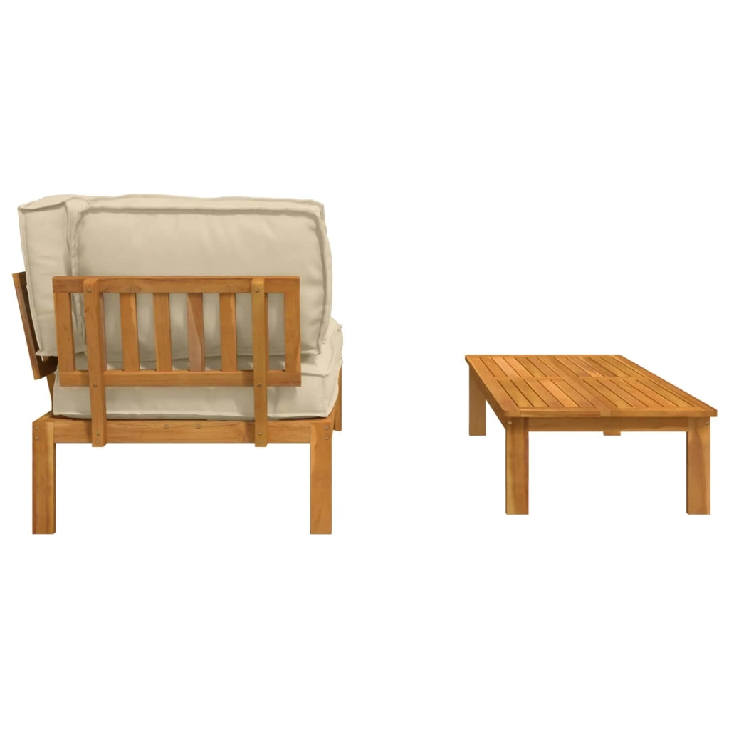 Set di divani con cuscino 2 pcs Beige Legno di Acacia Massello 3418179