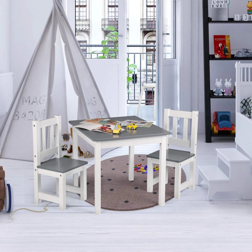 Tavolo per Bambini Scrivania Tavolino con 2 Sedie in Legno, 60x50x48 cm