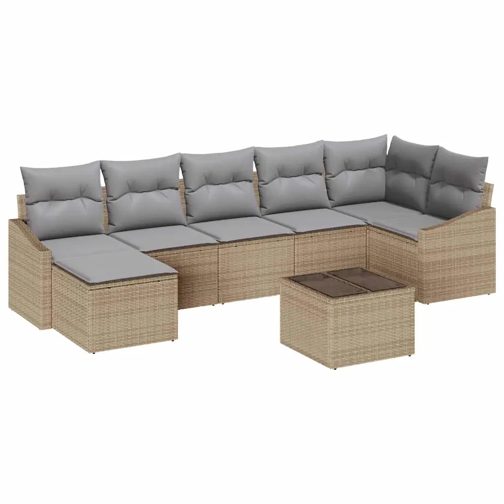 Set di divani con cuscino 8 pcs Beige polyrattan 3346820
