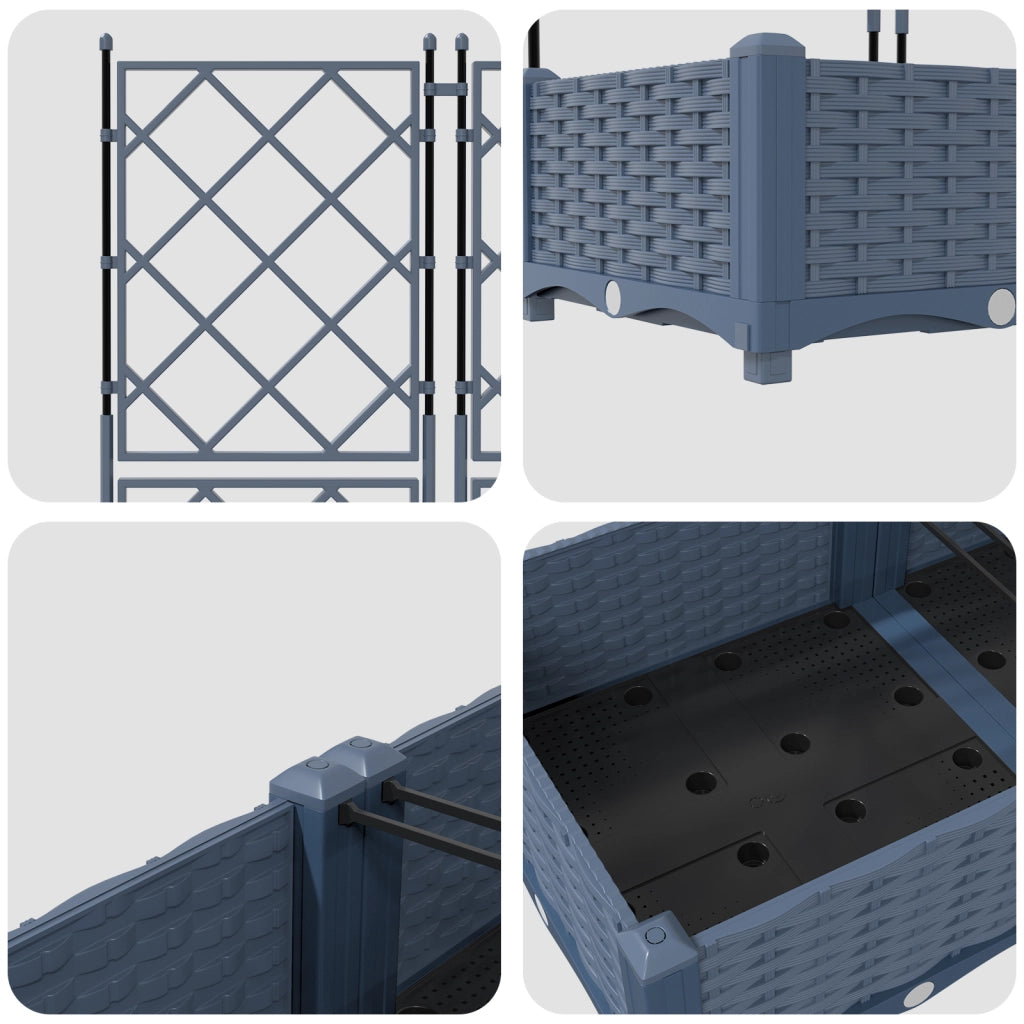 Vaso da Giardino con Trellis 5 pz Grigio 120x120x125.5 cm