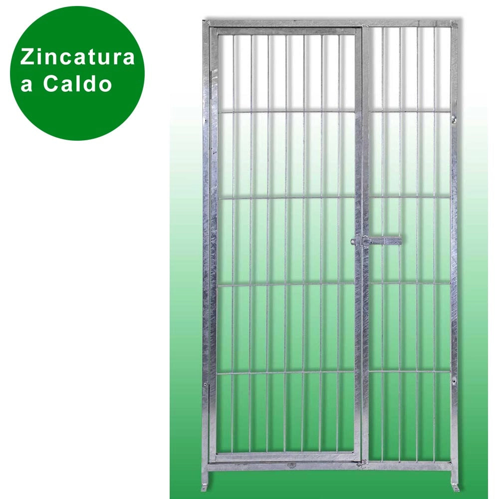 4 pannelli con porta in rete per box cani con zincatura a caldo ciascuno da 100xh180 cm