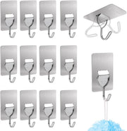 Attrezio per Parete Extra Resistenti - Ferro da Parete - Autoadesivo - Acciaio Inossidabile - Set da 12 - Per Cucina/Bagno/Ufficio