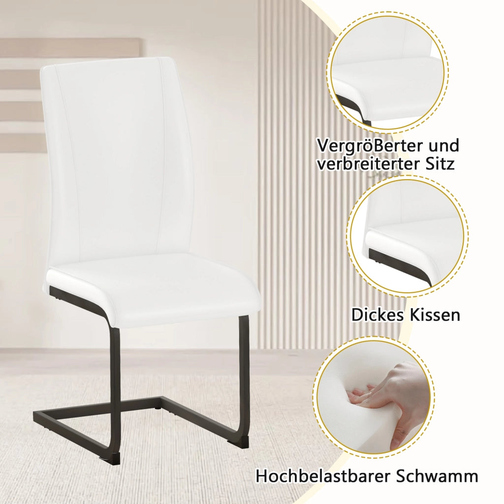 Tavolo da pranzo per 6 persone con ripiano contenitore, 6 sedie, in MDF e metallo, bianco e legno, 160 × 90 × 76 cm