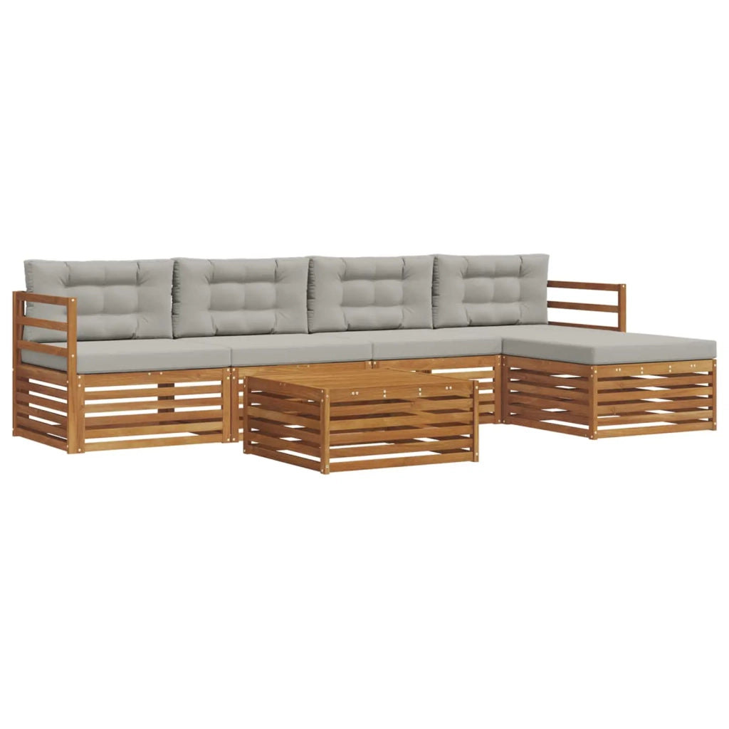 Set di divani da esterno 6 pcs Grigio Naturale e Chiaro